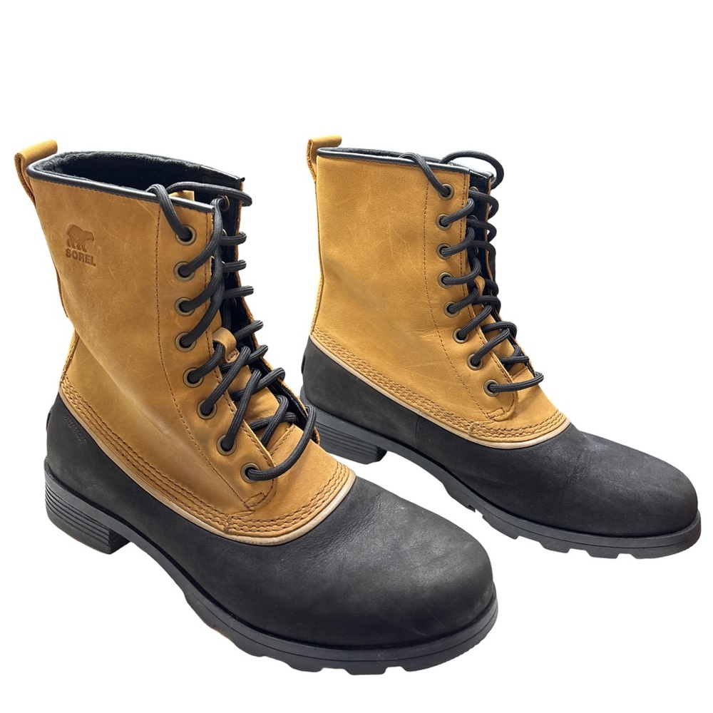 Sorel 1964 Emilie Waterproof  Black and Tan Winter Boots 9.5